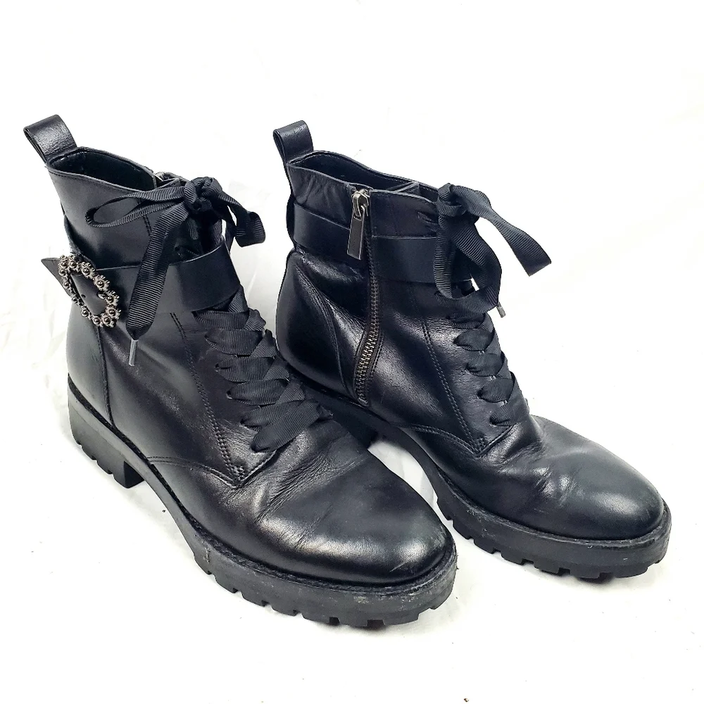 Michael‎ Kors Ryder Black Leather Ankle Boot With Buckle